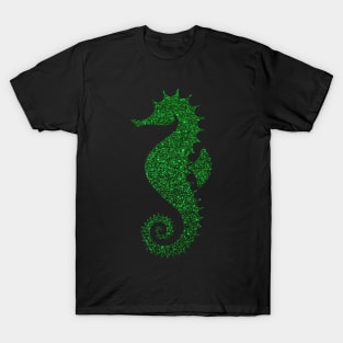 Deep Green Faux Glitter Seahorse T-Shirt